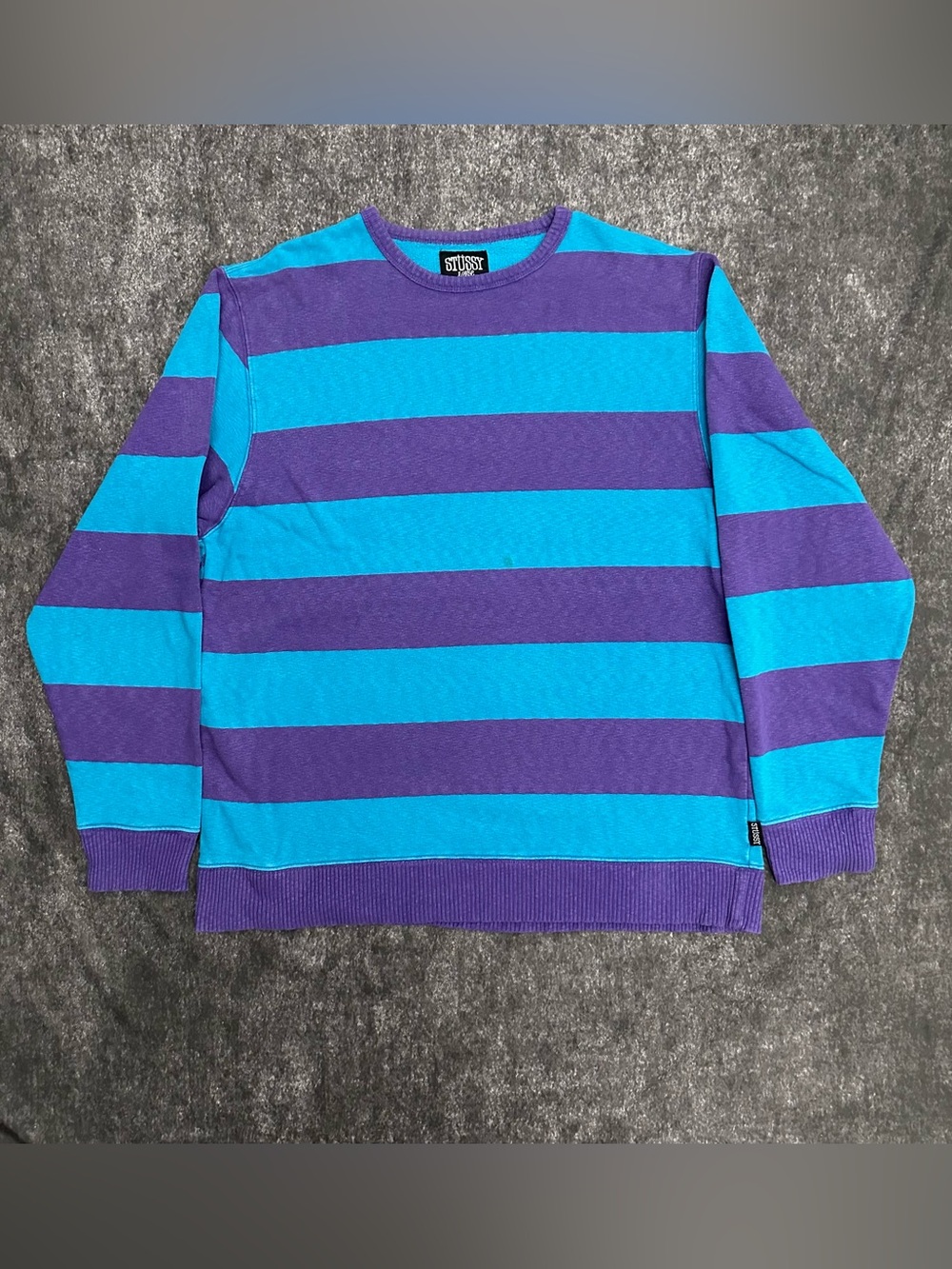 Stüssy Broad Stripe Knit Sweater - Teal & Purple - Size XL (8/10 Condition)